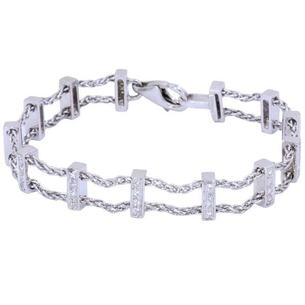 Bracelet barrettes en or blanc et diamants - Castafiore