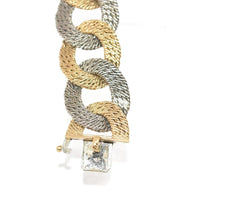 Bracelet bi-colore maille gourmette tissée Georges Lenfant - Castafiore