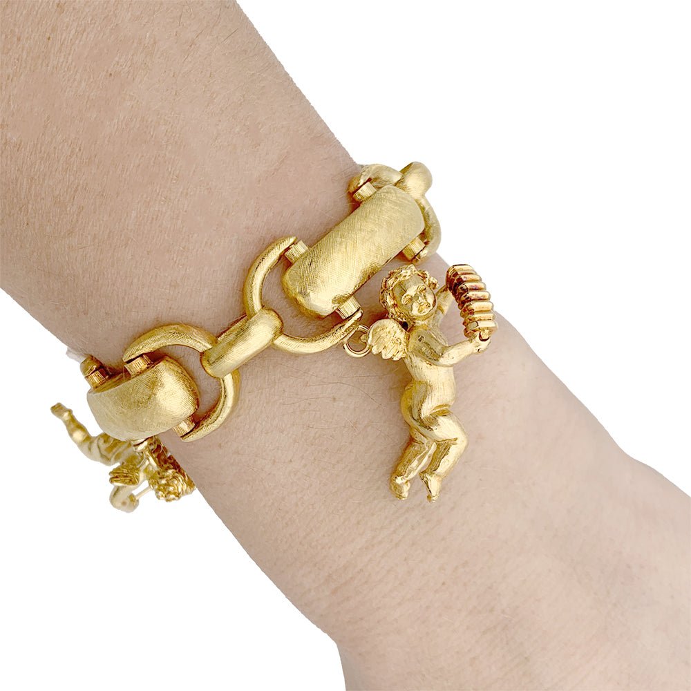 Bracelet Breloque Chérubins Musiciens en or jaune - Castafiore