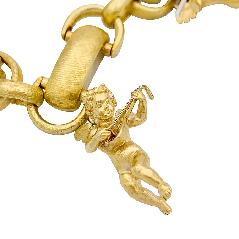 Bracelet Breloque Chérubins Musiciens en or jaune - Castafiore
