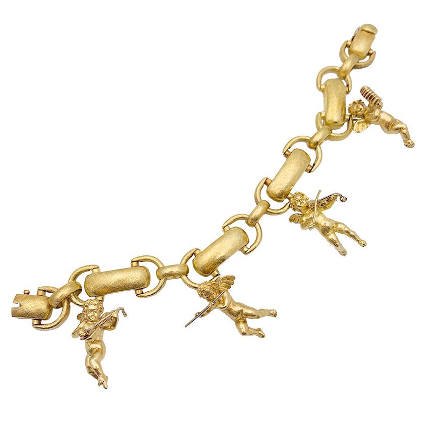 Bracelet Breloque Chérubins Musiciens en or jaune - Castafiore