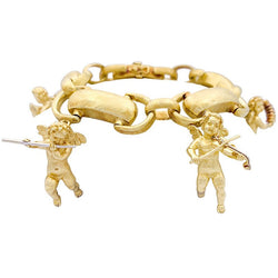 Bracelet Breloque Chérubins Musiciens en or jaune - Castafiore