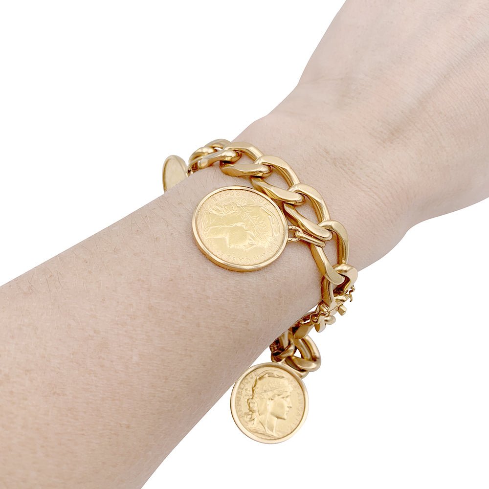 Bracelet breloques pièces de monnaie et sceau - Castafiore