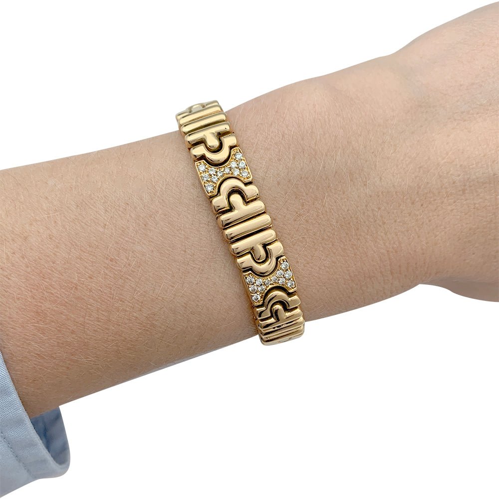 Bracelet Bulgari, "Parentesi", or jaune, diamants - Castafiore