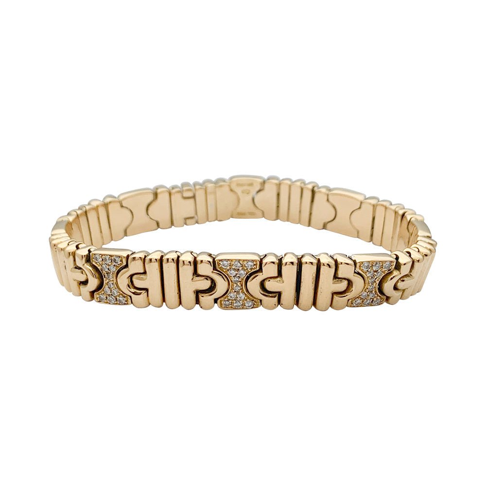 Bracelet Bulgari, "Parentesi", or jaune, diamants - Castafiore