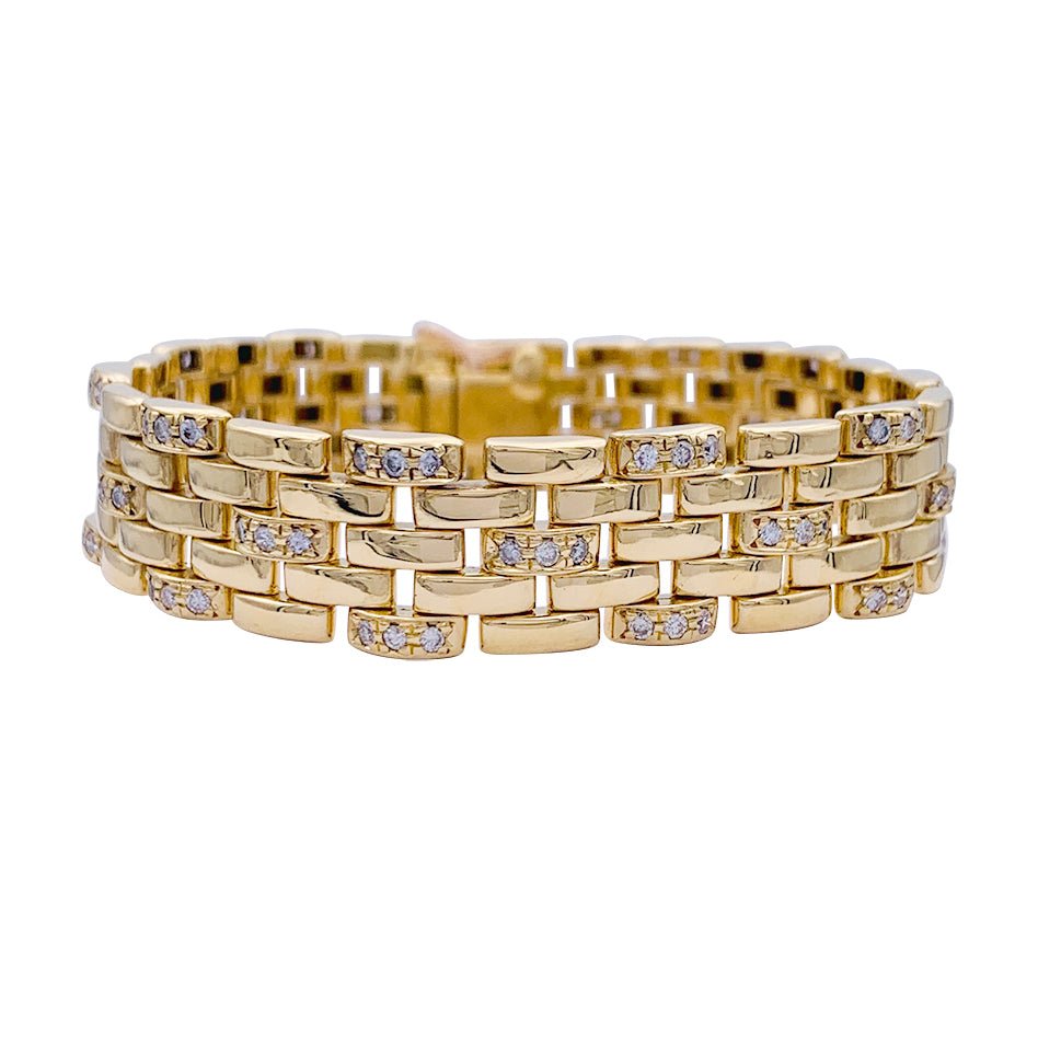 Bracelet CARTIER "Maillon Panthère" en or jaune et diamants. - Castafiore