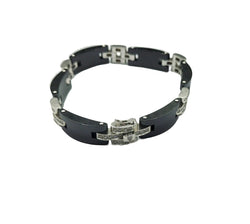 Bracelet CARTIER "panthère" en or blanc, diamants et céramique noire - Castafiore