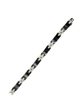 Bracelet CARTIER "panthère" en or blanc, diamants et céramique noire - Castafiore