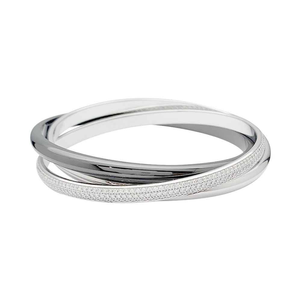 Bracelet CARTIER "Trinity" en or blanc, céramique et diamants - Castafiore