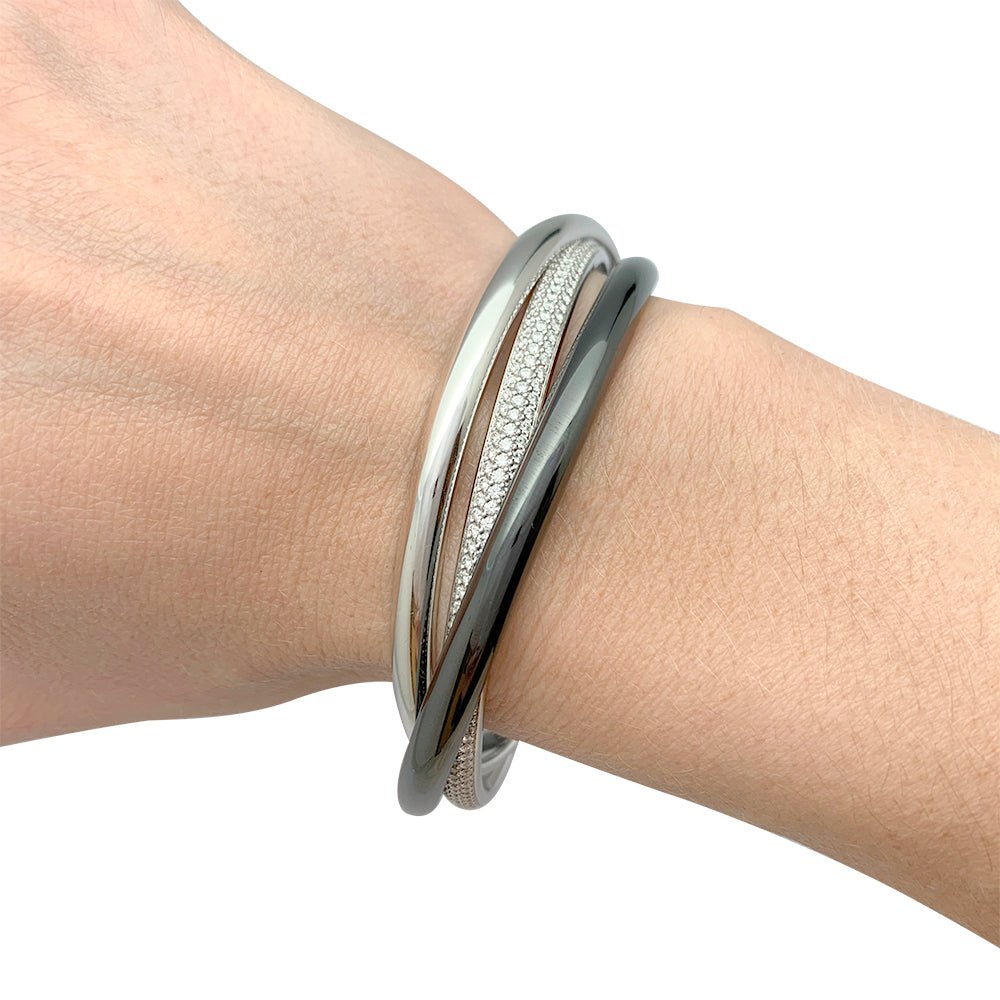 Bracelet CARTIER "Trinity" en or blanc, céramique et diamants - Castafiore