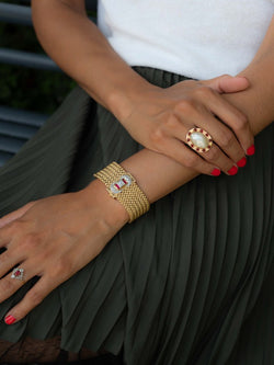 Bracelet Ceinture Souple en or jaune, rubis et diamants - Castafiore