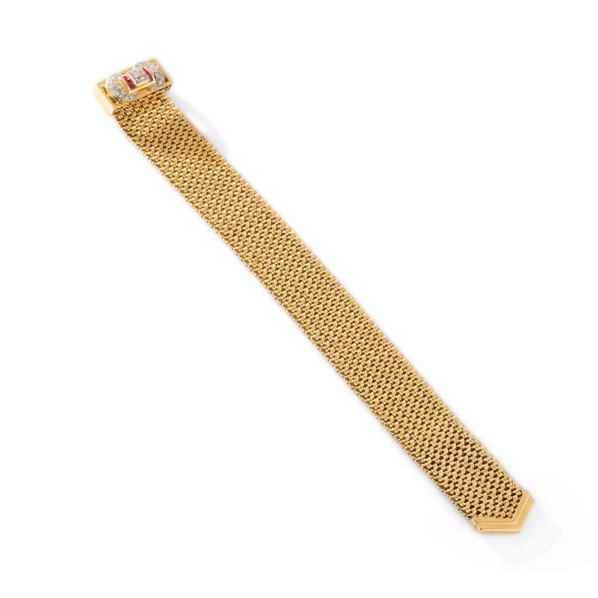 Bracelet Ceinture Souple en or jaune, rubis et diamants - Castafiore