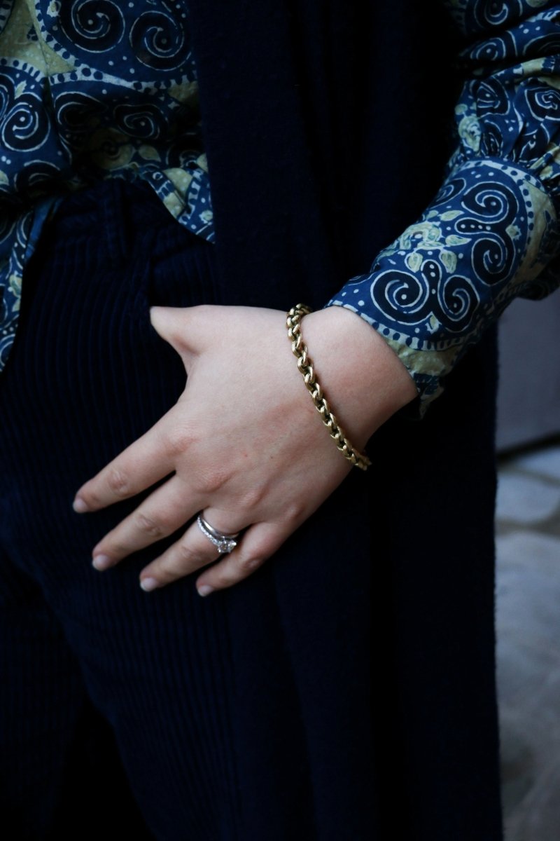 Bracelet chaîne texturé en or jaune vintage - Castafiore