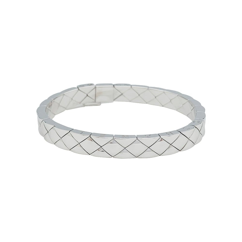 Bracelet CHANEL, "Matelassé", or blanc - Castafiore