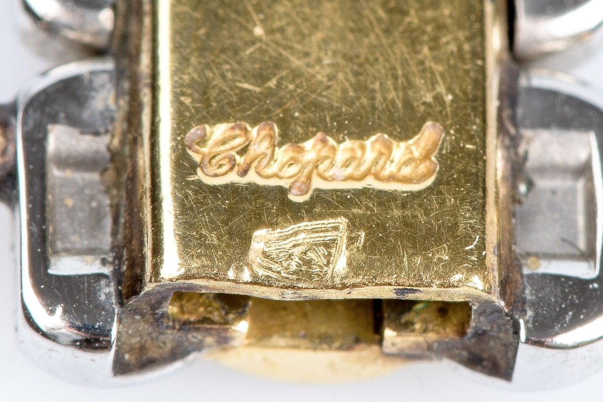 Bracelet CHOPARD souple à maille grain de riz en or jaune 18 carats (750/1000) et acier inoxydable. - Castafiore