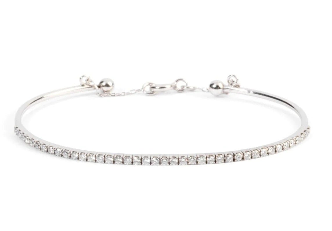 Bracelet demi jonc or gris et diamant sur le dessus - Castafiore