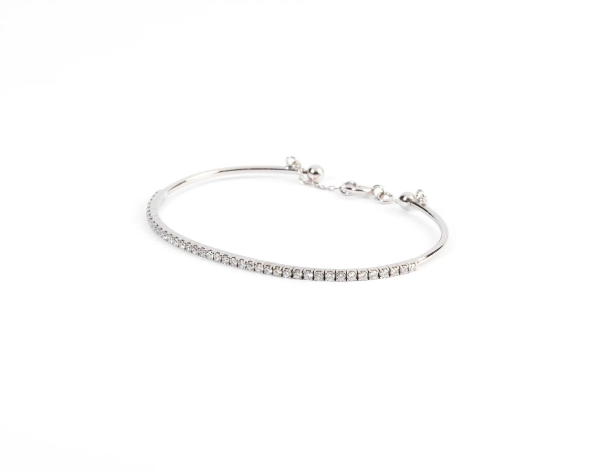 Bracelet demi jonc or gris et diamant sur le dessus - Castafiore