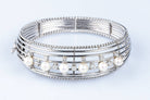 Bracelet demi-jonc perles diamants en or blanc 18 carats - Castafiore