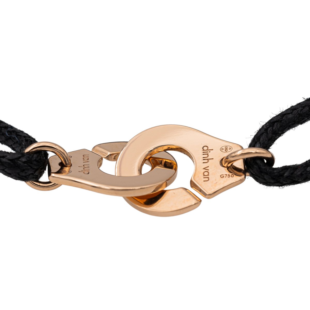 Bracelet DINH VAN "Menottes R12" en or rose sur cordon - Castafiore
