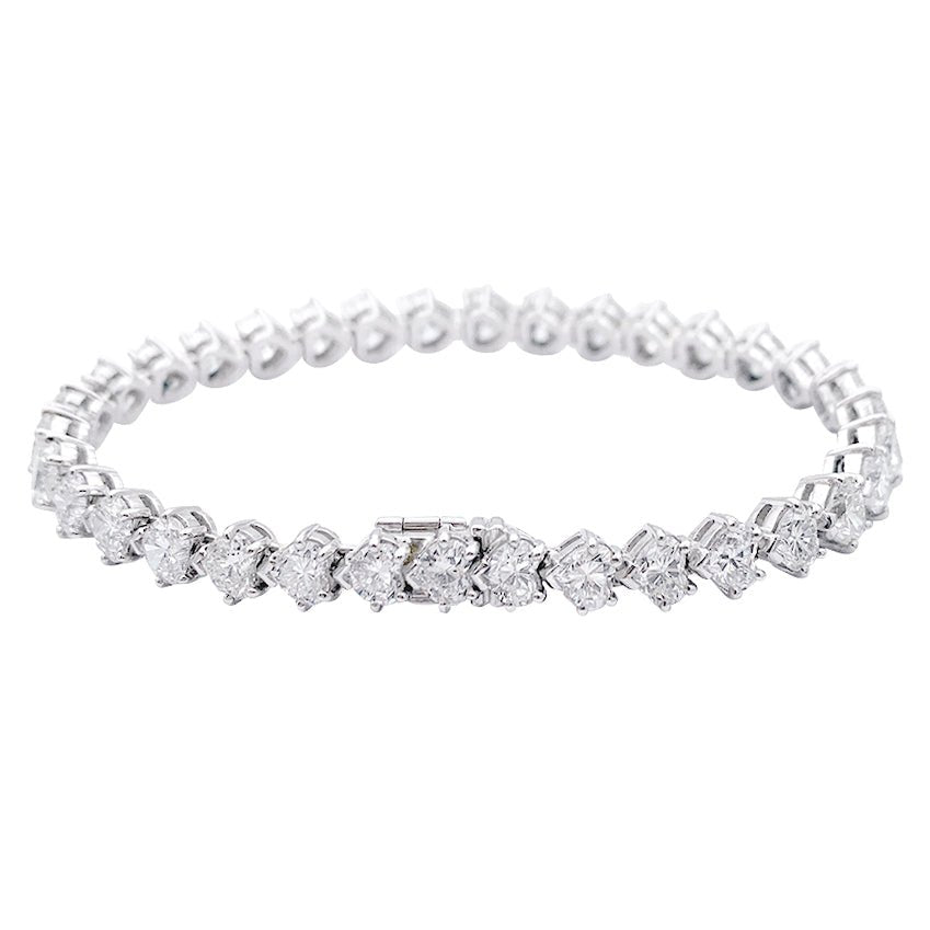 Bracelet Dubail Paris platine et diamants coeurs - Castafiore