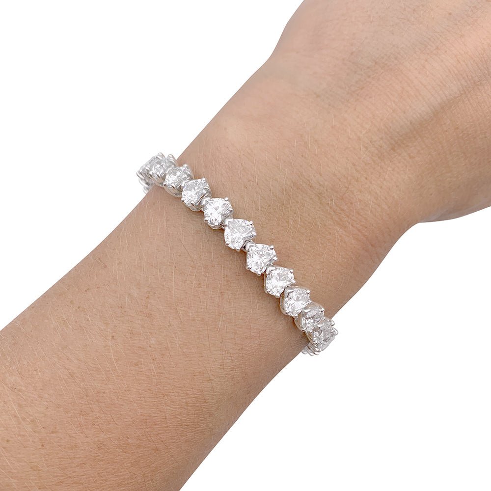 Bracelet Dubail Paris platine et diamants coeurs - Castafiore