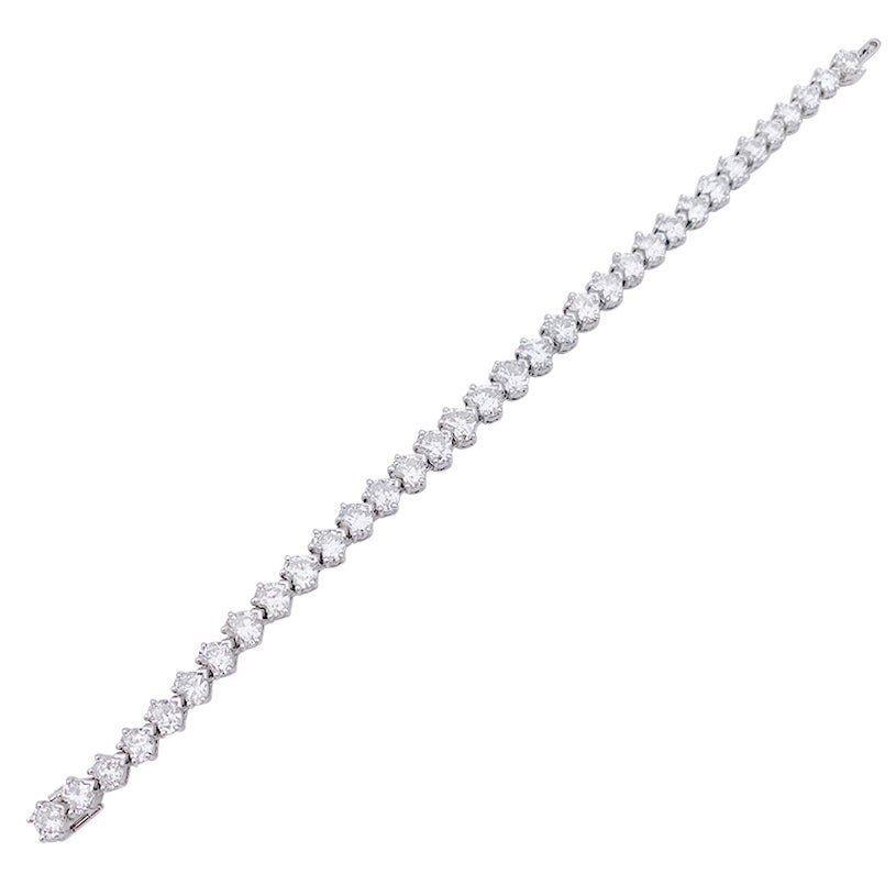 Bracelet Dubail Paris platine et diamants coeurs - Castafiore