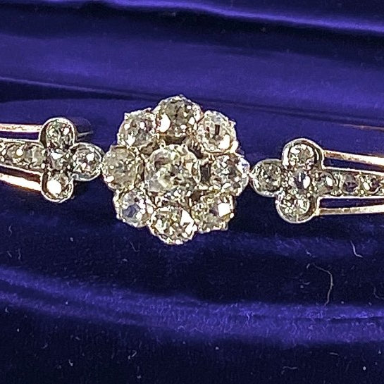 Bracelet en or 18 carats et argent ,serti de diamants, époque Napoléon III - Castafiore