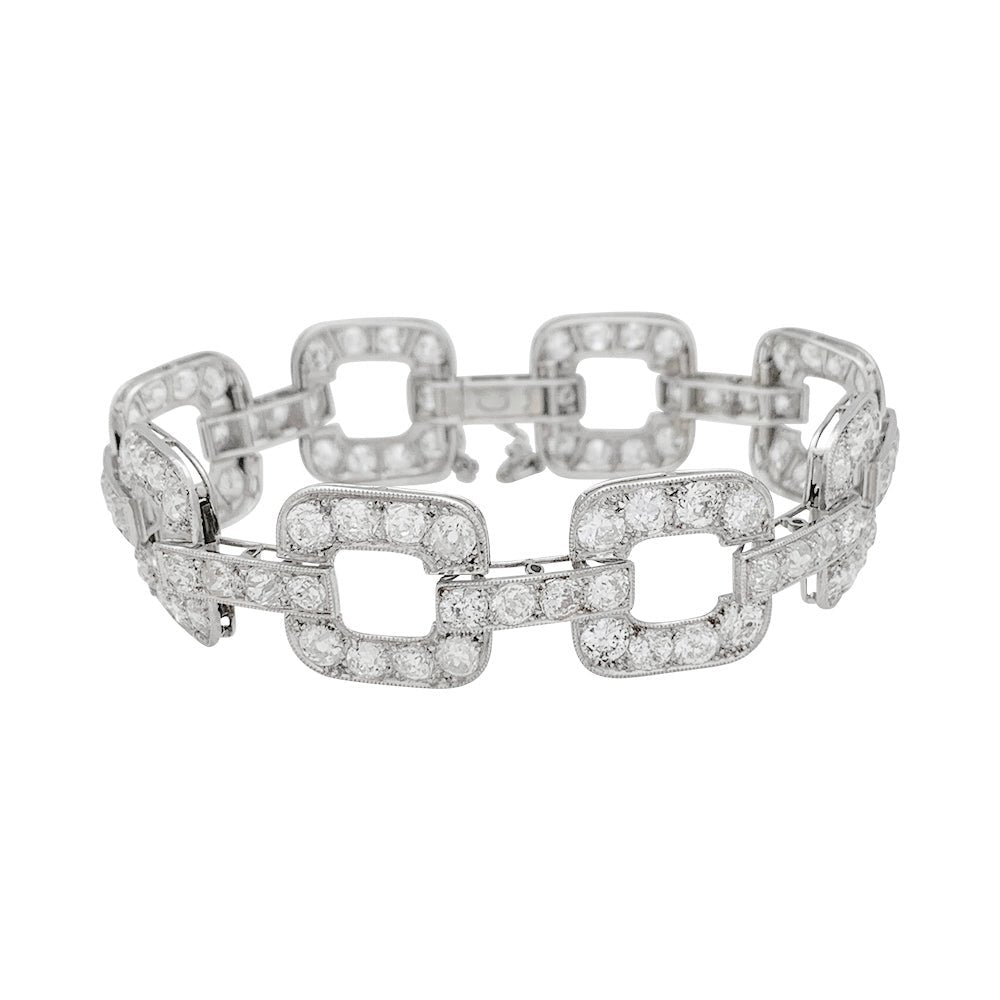 Bracelet en or blanc, diamants taille ancienne - Castafiore