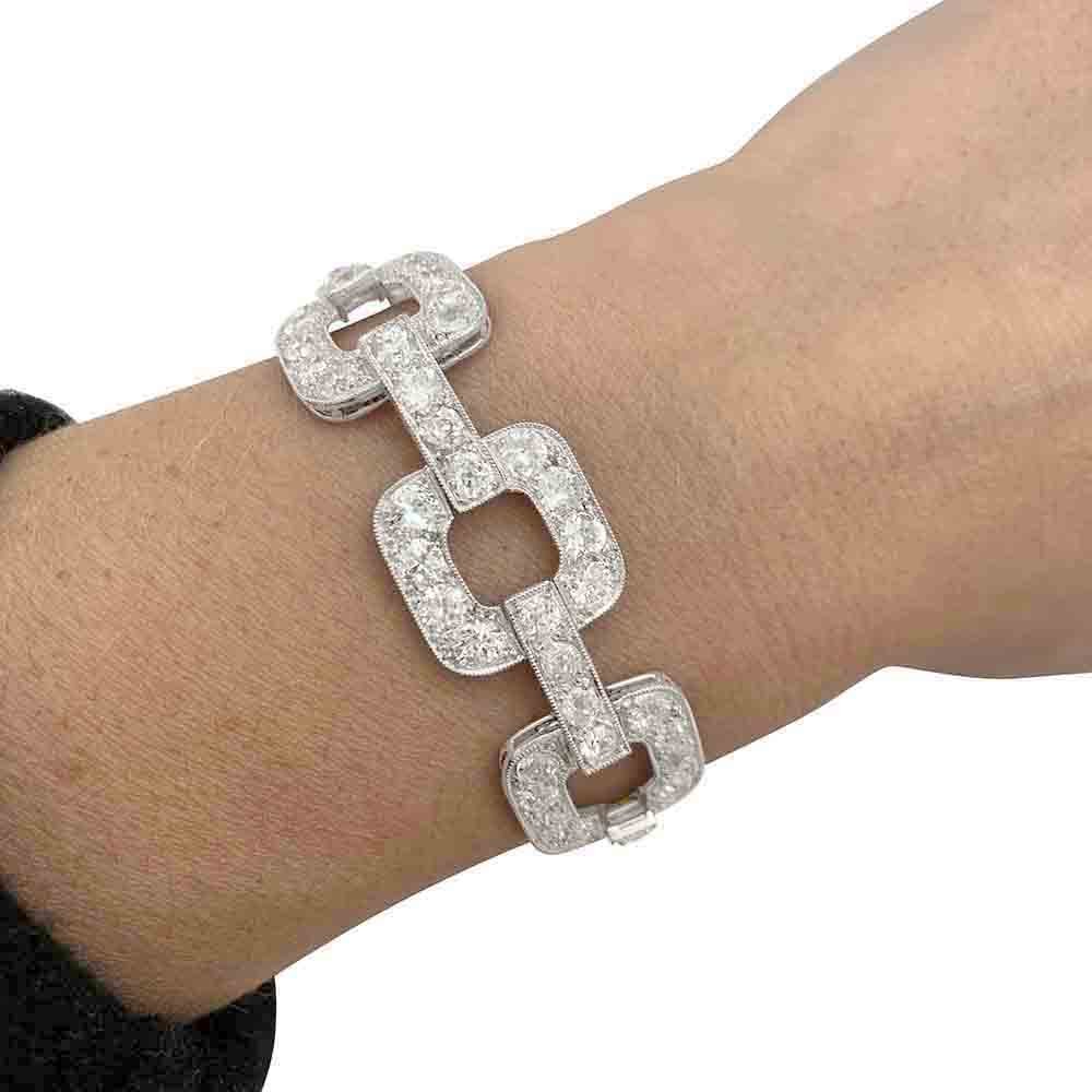 Bracelet en or blanc, diamants taille ancienne - Castafiore