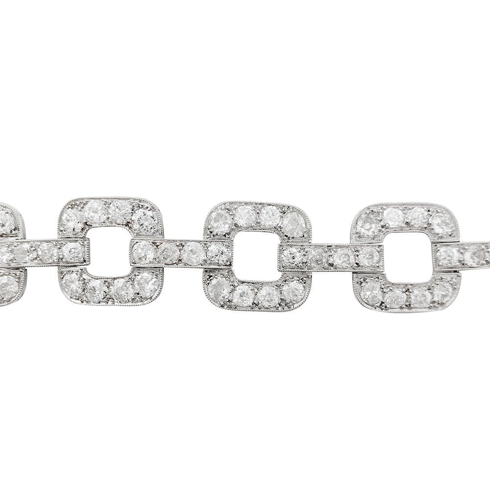Bracelet en or blanc, diamants taille ancienne - Castafiore