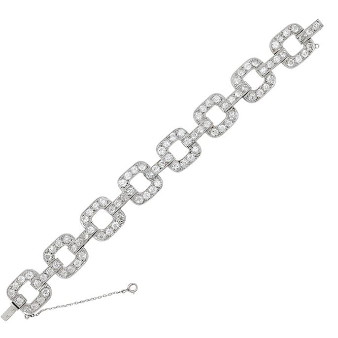 Bracelet en or blanc, diamants taille ancienne - Castafiore