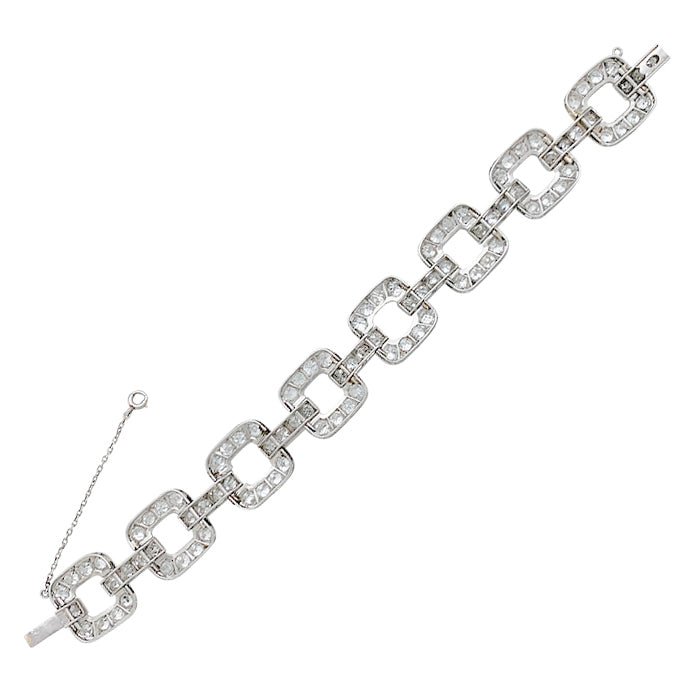 Bracelet en or blanc, diamants taille ancienne - Castafiore