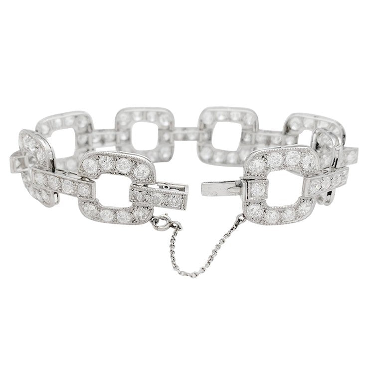 Bracelet en or blanc, diamants taille ancienne - Castafiore