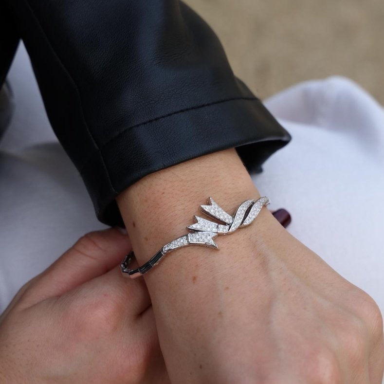 Bracelet en or blanc pavé diamant - Castafiore