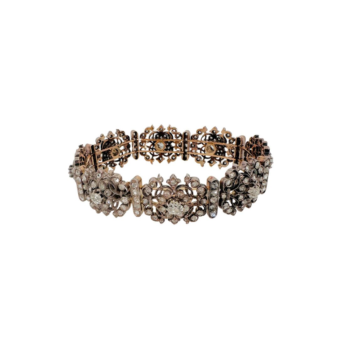 Bracelet en or jaune, argent et diamants - Castafiore