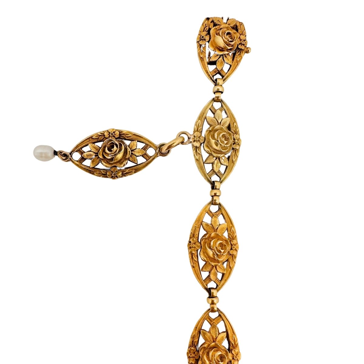 Bracelet en or jaune avec maillons à décor floral - Castafiore