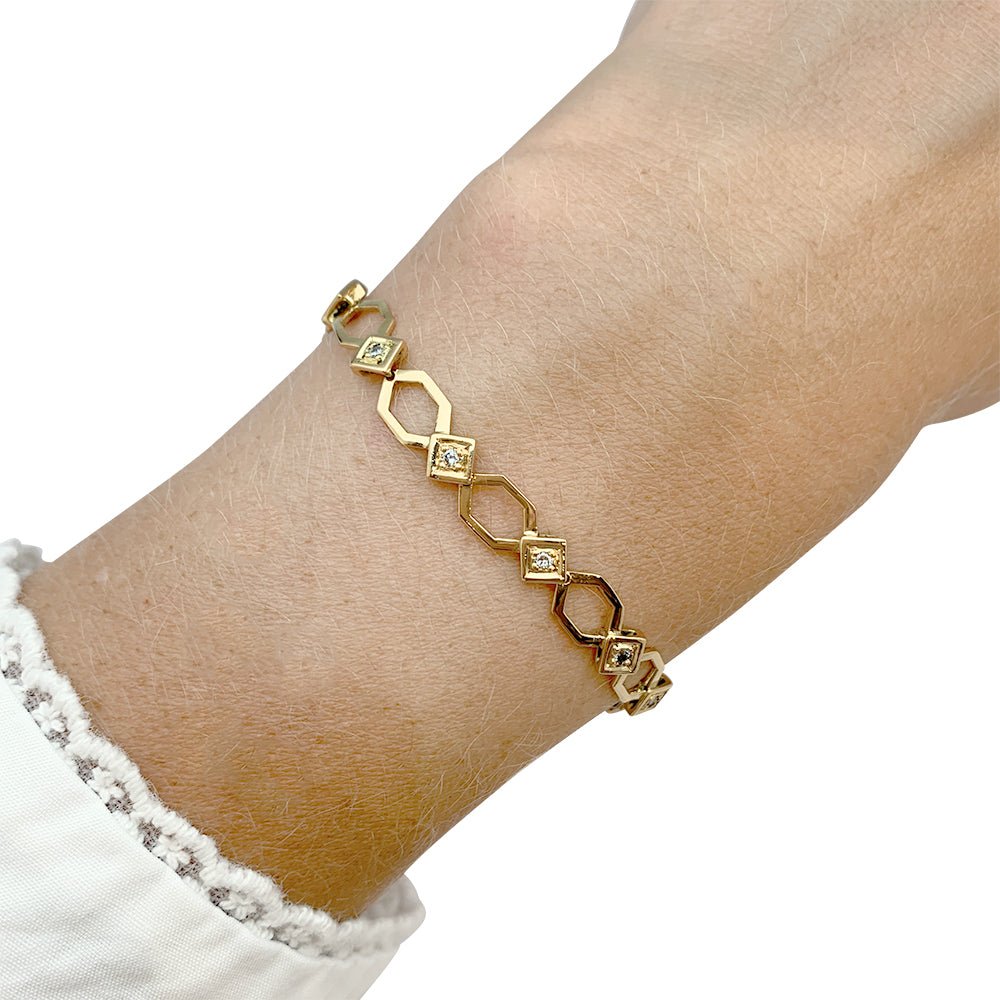 Bracelet en or jaune, diamants - Castafiore