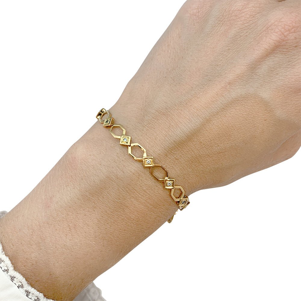 Bracelet en or jaune, diamants - Castafiore