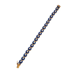 Bracelet en or jaune, émail bleu, sertie d'un diamant - Castafiore
