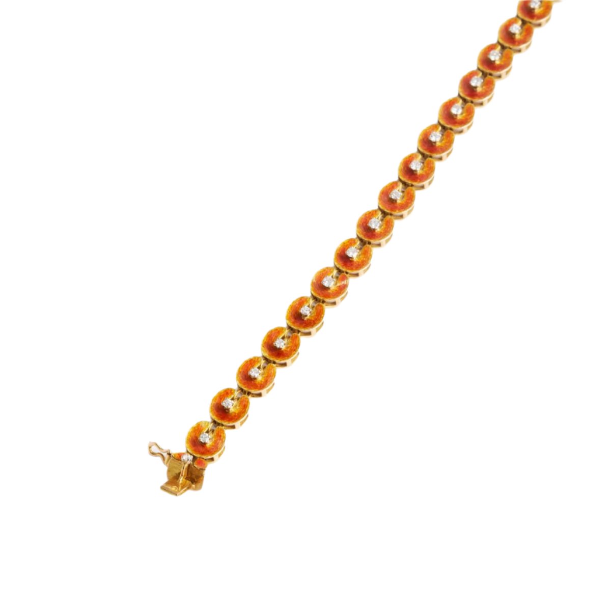 Bracelet en or jaune, émail gold, sertie d'un diamant - Castafiore