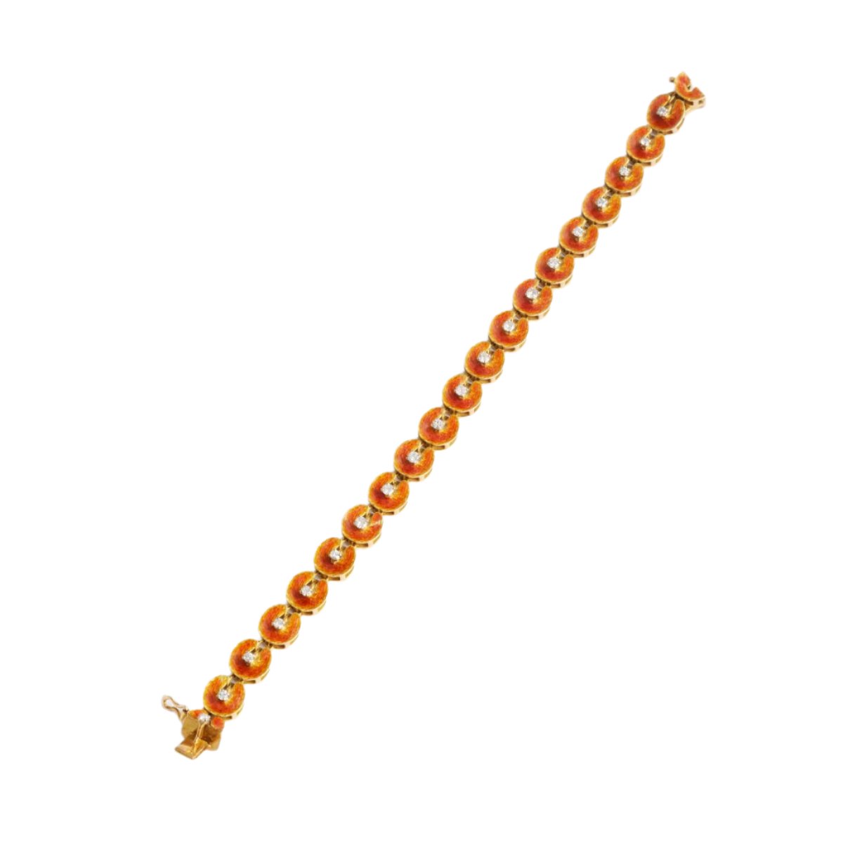 Bracelet en or jaune, émail gold, sertie d'un diamant - Castafiore