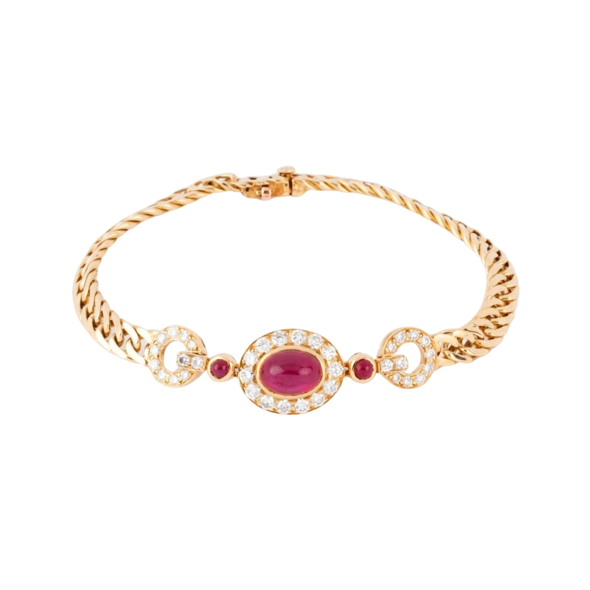 Bracelet en or jaune et diamant ,rubis cabochon de la maison Van Cleef and Arpels - Castafiore