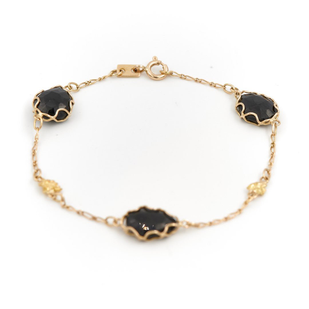 Bracelet en or jaune et onyx noir - Castafiore