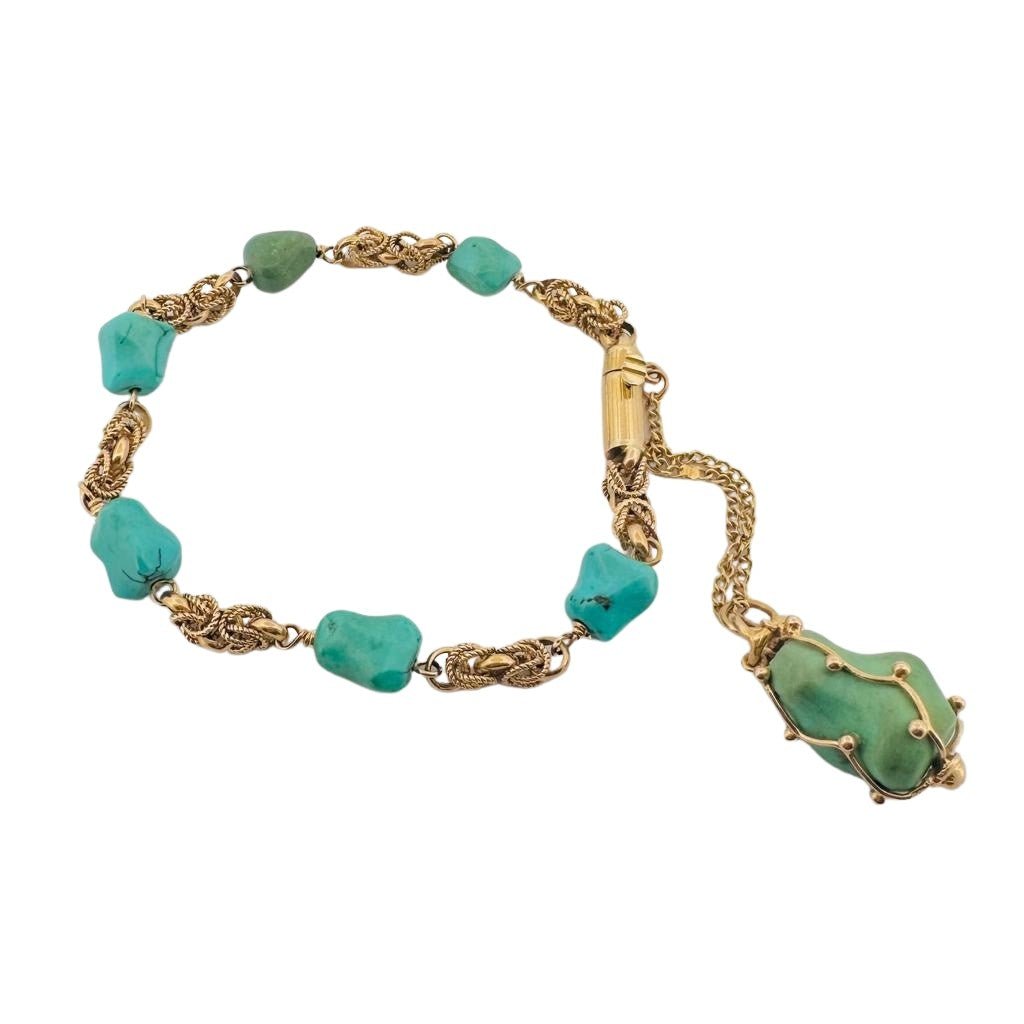 Bracelet en or jaune et turquoises - Castafiore