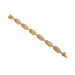 Bracelet en or jaune filigrané, diamants et rubis - Castafiore