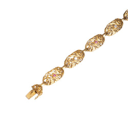 Bracelet en or jaune filigrané, diamants et rubis - Castafiore