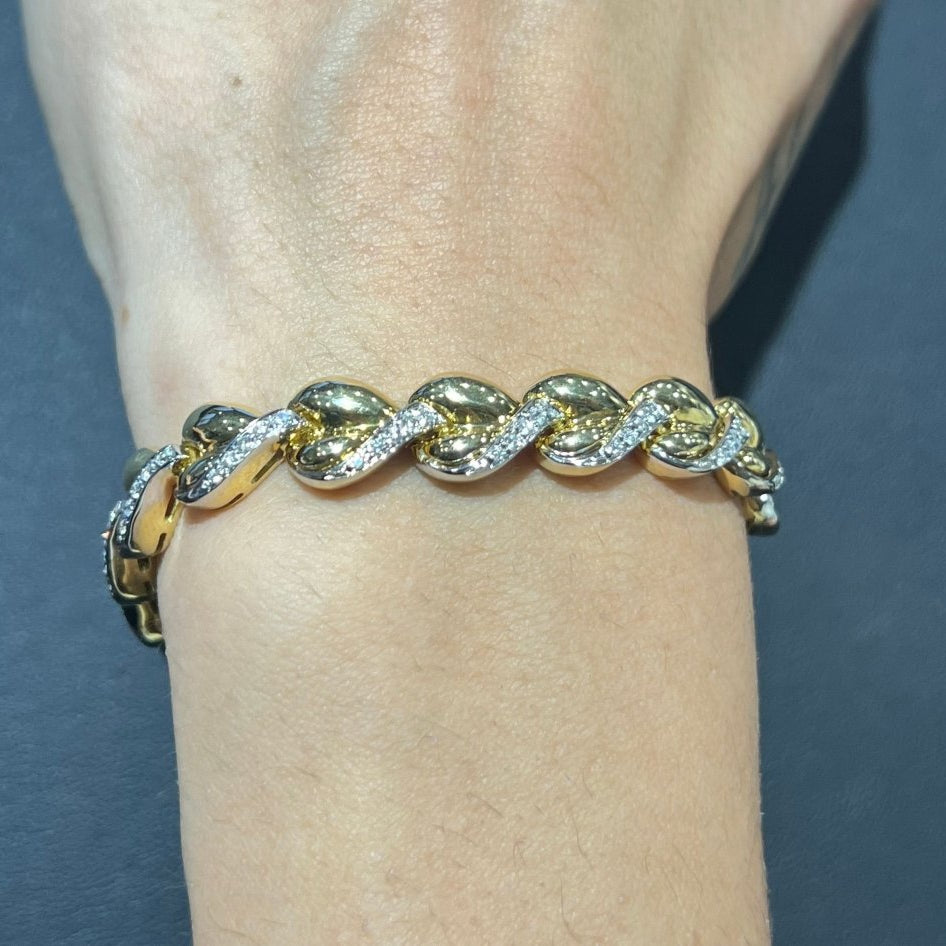Bracelet en or jaune, or blanc et diamants - Castafiore