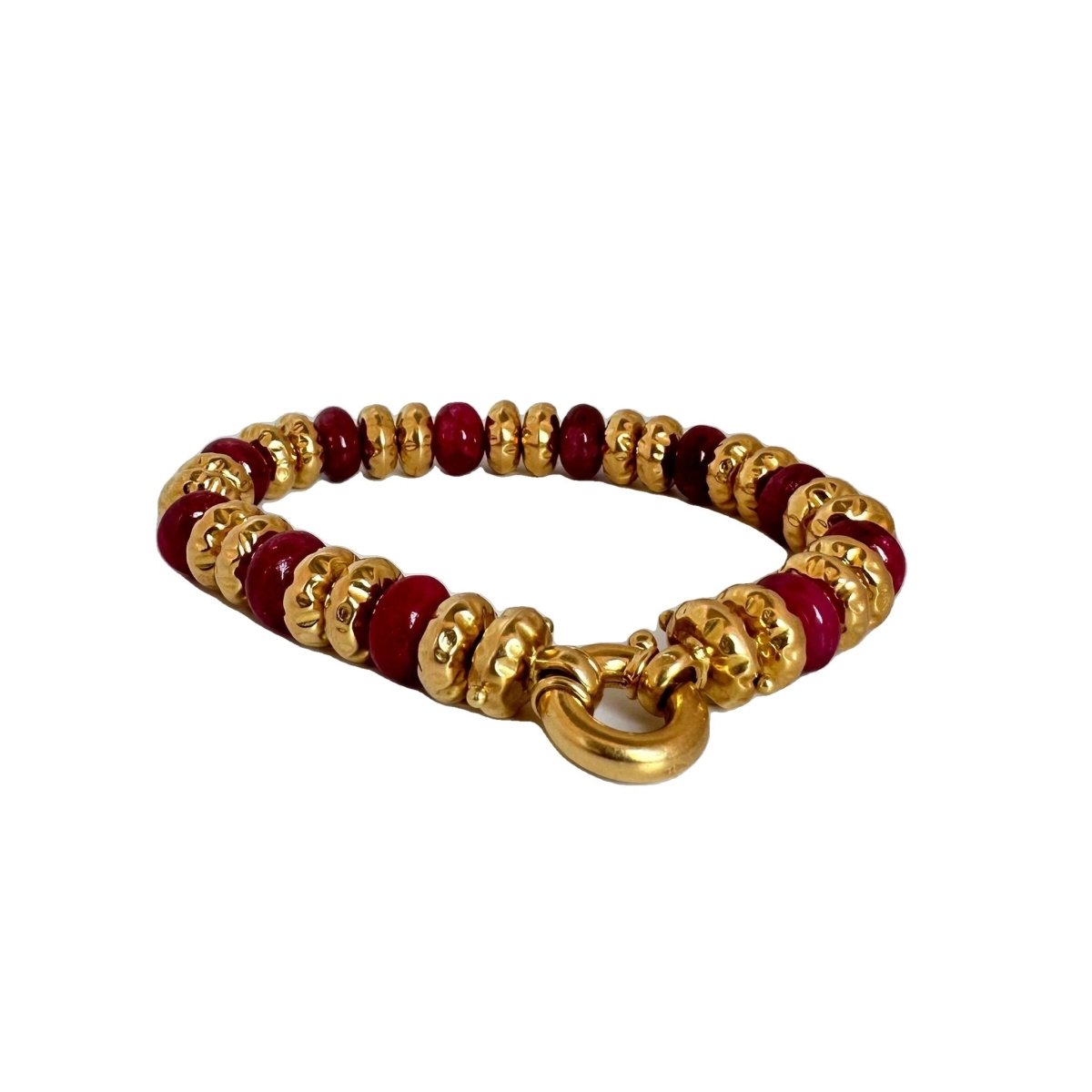 Bracelet en or martelé et perles de racines de rubis - Castafiore