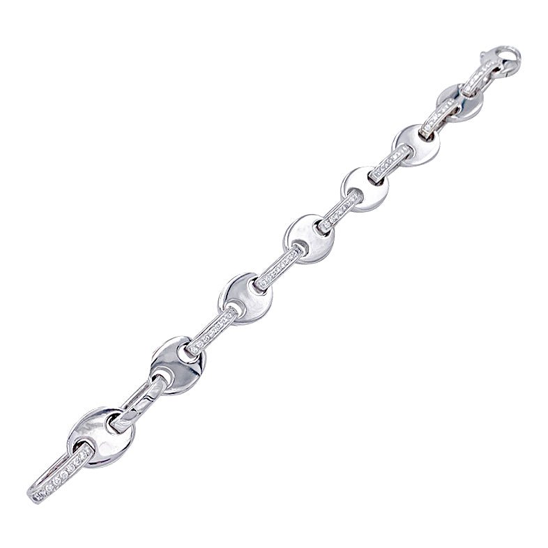 Bracelet fantaisie, or blanc, diamants - Castafiore