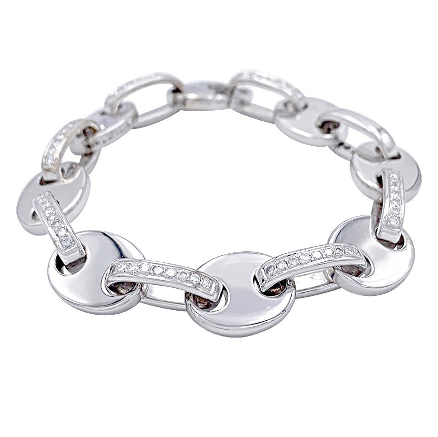 Bracelet fantaisie, or blanc, diamants - Castafiore